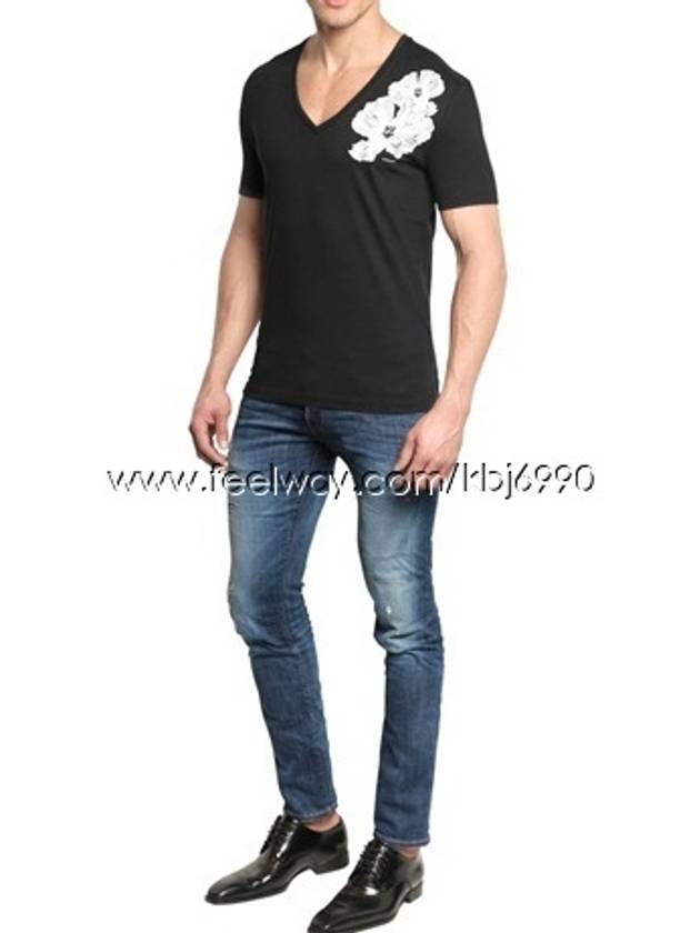 Men's Flower Vneck Short Sleeve TShirt 74GC0857 - DSQUARED2 - BALAAN 3