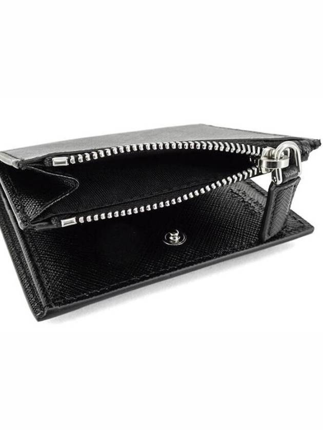 Triangle Logo Saffiano Half Wallet Black - PRADA - BALAAN 8