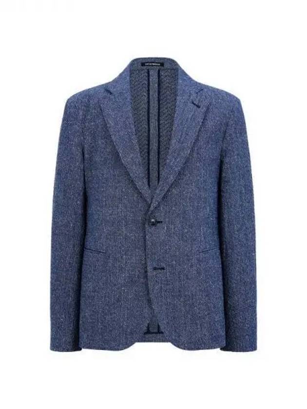 Men s Linen Blend Texture Jacket Navy 271184 - EMPORIO ARMANI - BALAAN 1