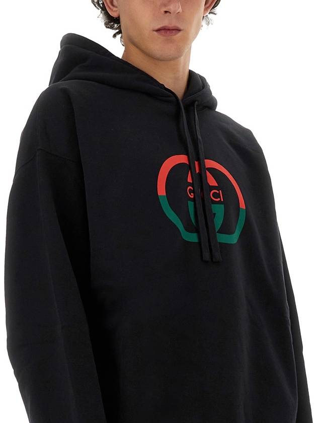 Cotton Jersey Printed Hoodie Sweatshirt Black - GUCCI - BALAAN 5