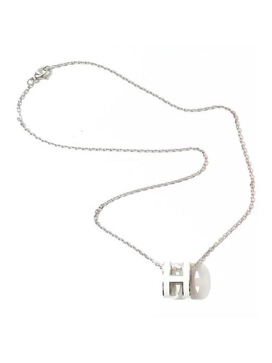 Pop H Pendant Silver Necklace Blanc - HERMES - BALAAN 1