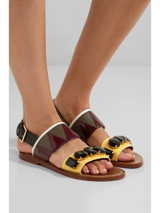 Cubic Gem Leather Sandals - MARNI - BALAAN 1