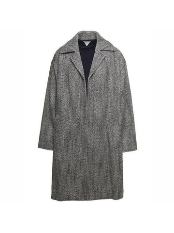 Felted Chevron Wool Single Coat Black White - BOTTEGA VENETA - BALAAN 1