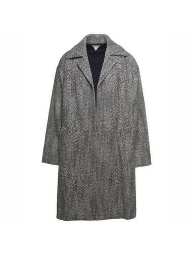 Felted Chevron Wool Single Coat Black White - BOTTEGA VENETA - BALAAN 1