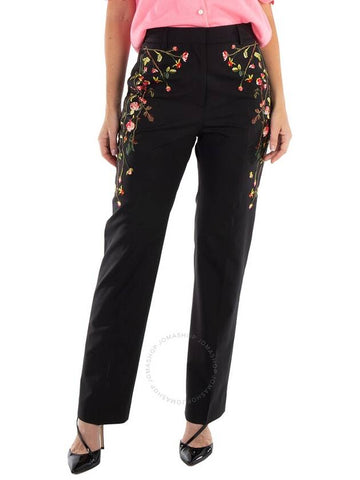 Burberry Kiana Floral Embroidered Wool-Blend Pants, Brand Size 8 (US Size 6) - BURBERRY - BALAAN 1