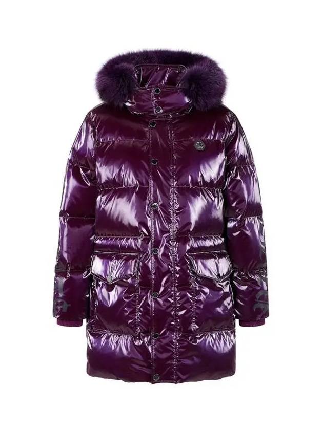 Glossy goose down long puffer jacket purple - PHILIPP PLEIN - BALAAN 1