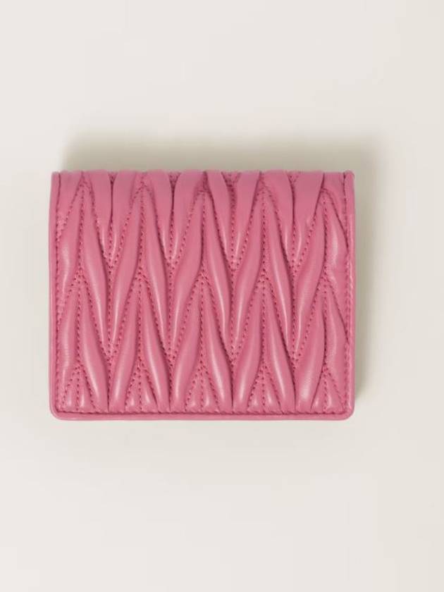 Matelasse Leather Half Wallet Begonia Pink - MIU MIU - BALAAN 4