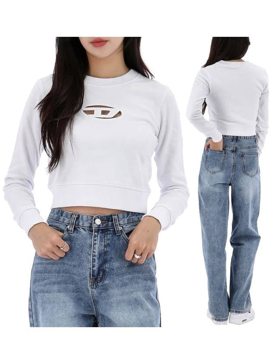 F Slimmy Cutout Logo Crop Sweatshirt White - DIESEL - BALAAN 2