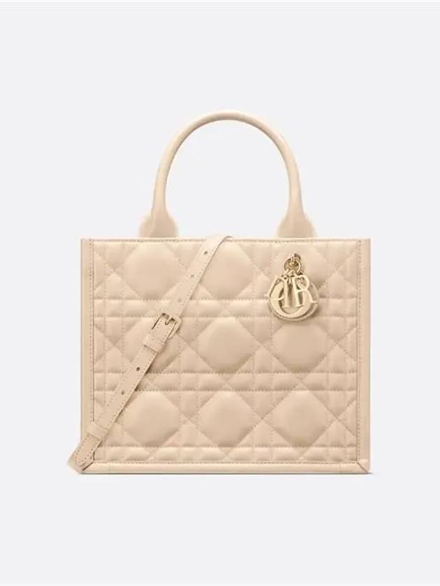 Macrocannage Calfskin Small Book Tote Bag Powder Beige - DIOR - BALAAN 2