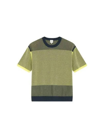 Tone on color combination crew neck knit yellow 270235 - PAUL SMITH - BALAAN 1