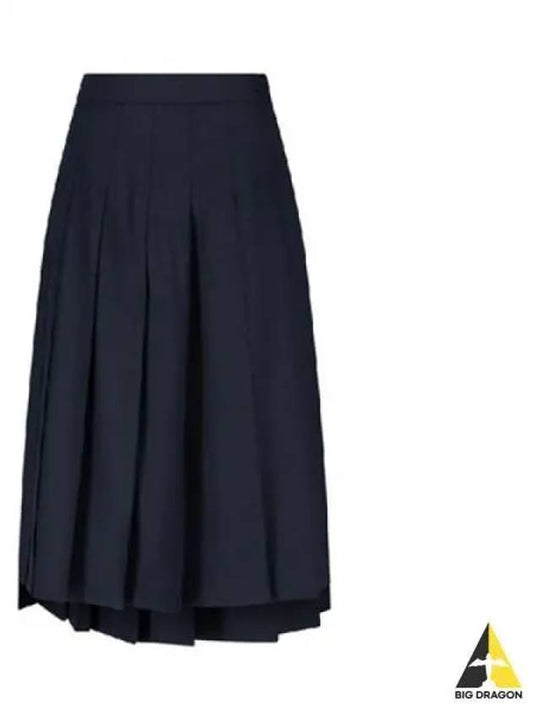 Women s Drop Back Pleated Wool Skirt Navy FGC400V 00626 - THOM BROWNE - BALAAN 1