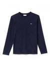 Pima Crew Neck Cotton Long Sleeve T-shirt Navy - LACOSTE - BALAAN 1