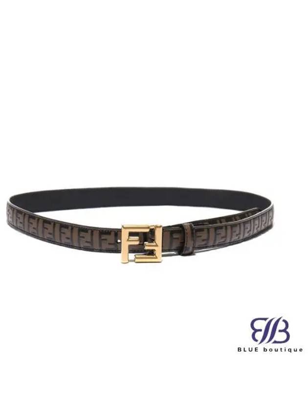 FF Square Stud Buckle Leather Belt Brown - FENDI - BALAAN 2