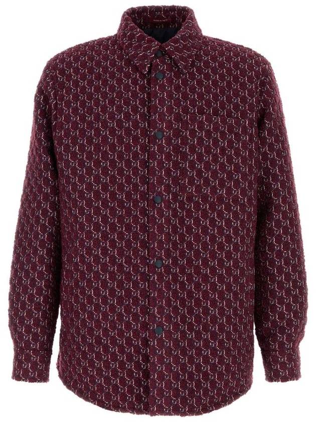 GG Shadow Bouclé Wool Jacquard Long Sleeve Shirt Burgundy - GUCCI - BALAAN 2