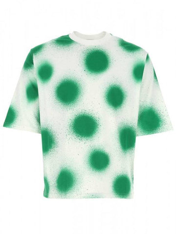 JW Anderson Green Spray Dot Print Short Sleeve T-Shirt White - MONCLER - BALAAN 1