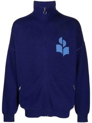 Logo High Neck Knit Zip-Up Cardigan Blue - ISABEL MARANT - BALAAN 1