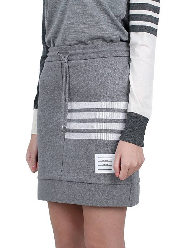 Double Face 4 Bar Knit Mini A Line Skirt Grey - THOM BROWNE - BALAAN 4