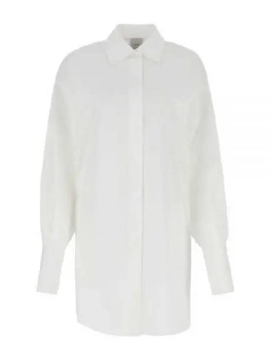 Logo Embroidery Mini Shirt Cotton Short Dress White - PATOU - BALAAN 1