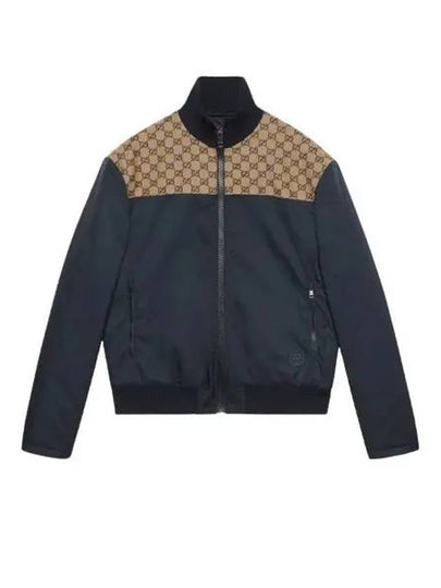 Interlocking G Nylon Canvas Zip Up Jacket Navy - GUCCI - BALAAN 2