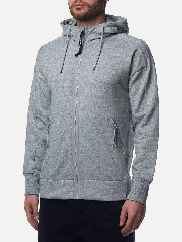 Diagonal Raised Fleece Goggle Zip-Up Hoodie Grey - CP COMPANY - BALAAN 4