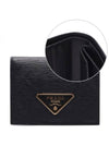 Gold triangle logo Saffiano bifold wallet black - PRADA - BALAAN 1