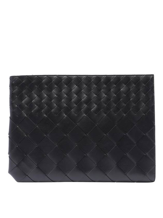 Intrecciato Clutch Bag Black - BOTTEGA VENETA - BALAAN 1