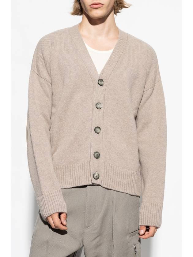 Wool Cashmere Cardigan Beige - AMI - BALAAN 4