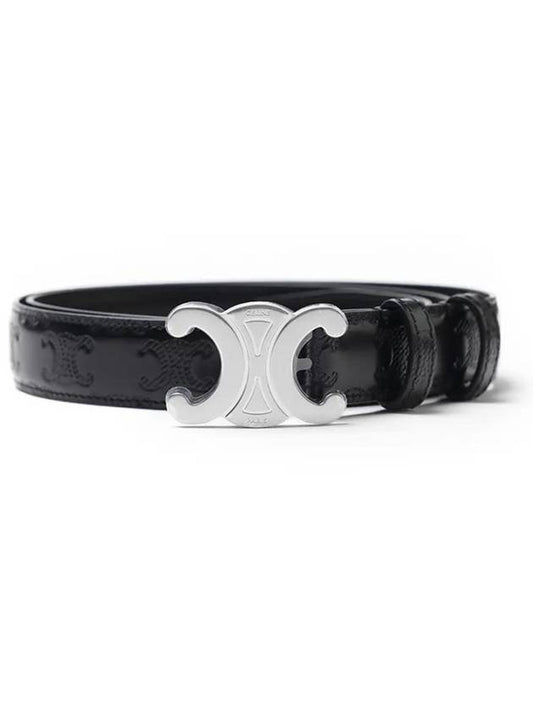 Triomphe Buckle Leather Belt Black - CELINE - BALAAN 2