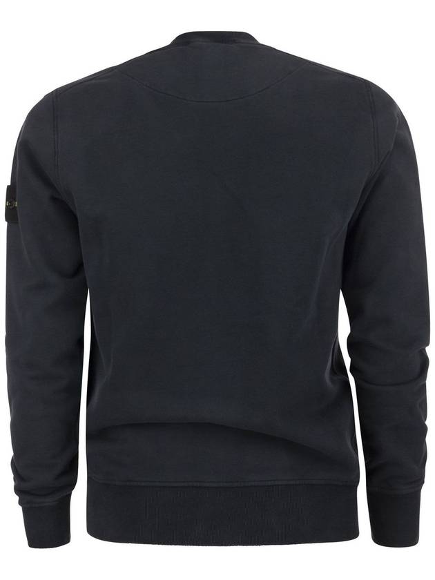 Organic Cotton Fleece Sweatshirt Navy Blue - STONE ISLAND - BALAAN 3