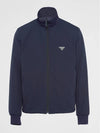 Triangle Logo Stretch Zip Up Jacket Navy - PRADA - BALAAN 7