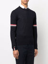 Merino Striped Crew Neck Knit Top Navy - THOM BROWNE - BALAAN 5