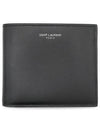 Smooth Leather Classic Logo Half Wallet Black - SAINT LAURENT - BALAAN 3