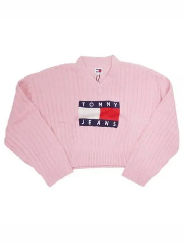 Tommy Hilfiger JEANS V NECK CENTER FLAG SWEATER DW18528 THA knit - TOMMY HILFIGER - BALAAN 1