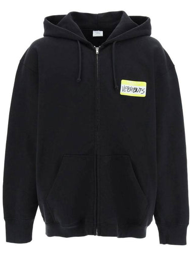 My Name Is Logo Graphic Zip-Up Hoodie Black - VETEMENTS - BALAAN 1