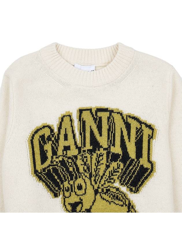 Women's Logo Intarsia Knit Top Off White - GANNI - BALAAN 4