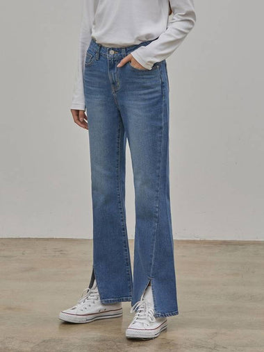 Denim Hem Slit Bootcut Pants Blue - RYUL+WAI: - BALAAN 1