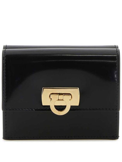 Gancini Compact Half Wallet Black - SALVATORE FERRAGAMO - BALAAN 2