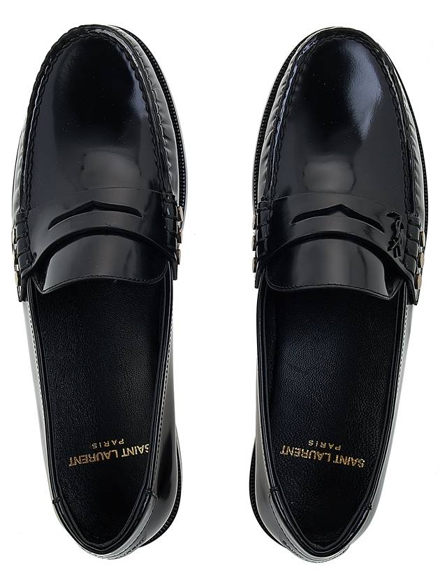 Monogram Penny Leather Loafer Black - SAINT LAURENT - BALAAN 7