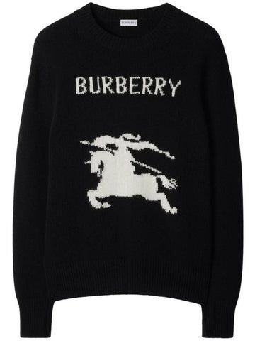 EKD Crew Neck Wool Cashmere Knit Top Black - BURBERRY - BALAAN 1