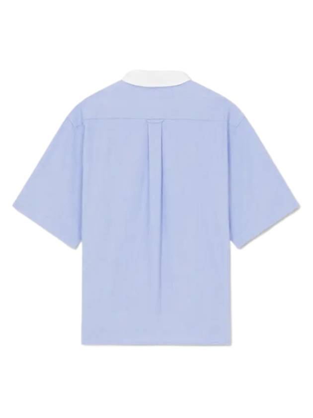 Striped Cotton Short Sleeve Shirt Sky Blue - KENZO - BALAAN 3