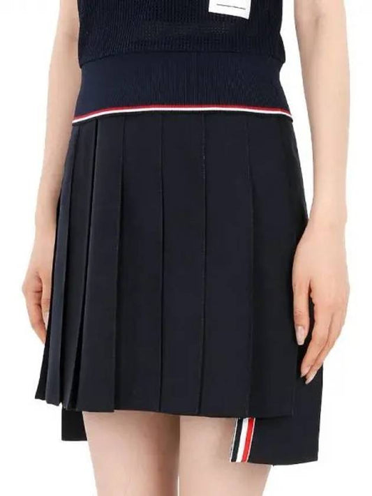 4-Bar Striped Mini Pleated Skirt Navy - THOM BROWNE - BALAAN 2