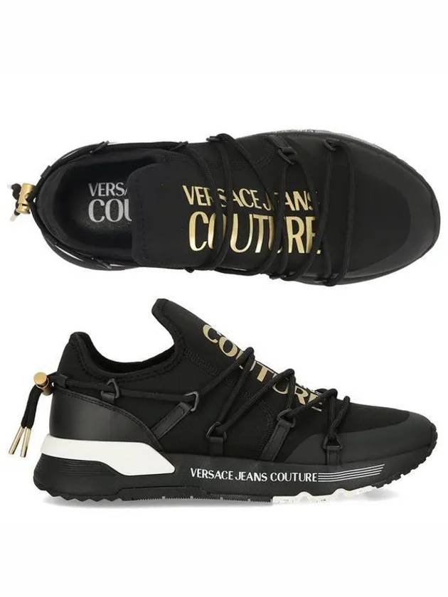 Jeans Couture Logo Low Top Sneakers Black - VERSACE - BALAAN 2