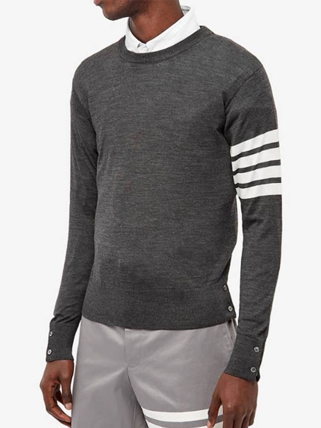 4 Bar Armband Classic Merino Wool Knit Top Dark Grey - THOM BROWNE - BALAAN 4