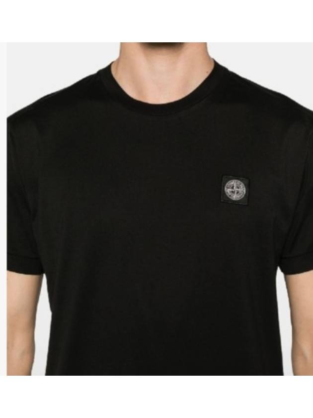 Logo Patch Short Sleeve T-Shirt Black - STONE ISLAND - BALAAN 3