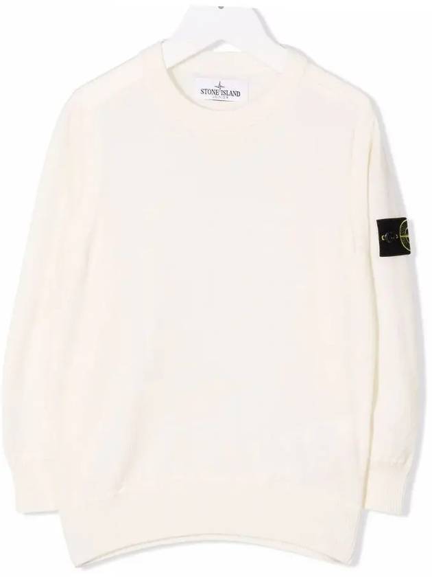 Kids Wappen Crewneck Logo Patch Knit Top Ivory - STONE ISLAND - BALAAN 2