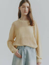 Cotton net loose fit knit pale yellow - NOIRER FOR WOMEN - BALAAN 1