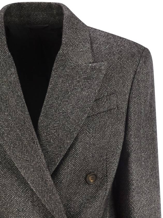 Techno wool carded chevron jacket with monile - BRUNELLO CUCINELLI - BALAAN 4