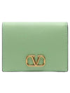 V gold logo bifold wallet green - VALENTINO - BALAAN 1