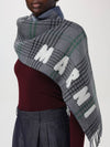 Check Logo Wool Muffler Grey - MARNI - BALAAN 4