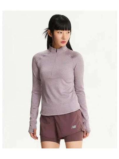 NBNDE4P142 WOMEN Heat Grid Half Zip Up PURPLE - NEW BALANCE - BALAAN 1